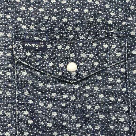 Wrangler Western Men's Size Large Blue Star Print Pearl Snap Rodeo Cowboy Shirt - Picture 7 of 11